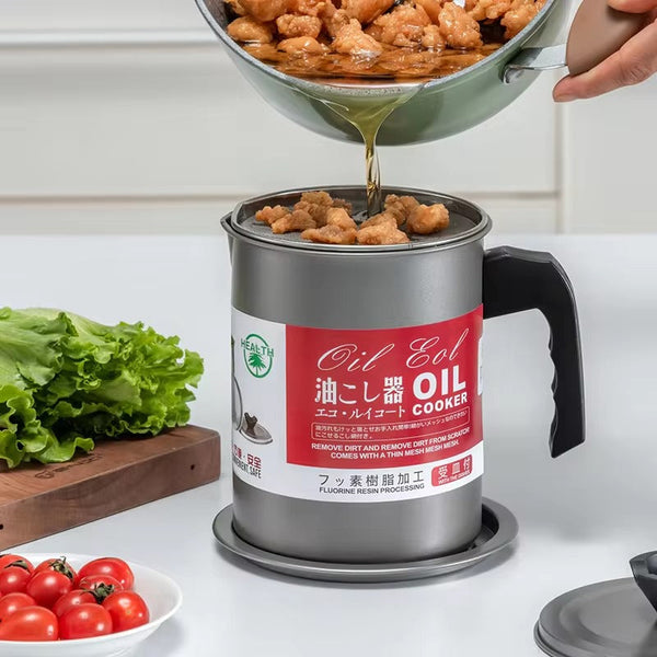 1.4L Strainer Oil Cooking Oil Filter Storage Oil Container Leakage Proof Oil Strainer Kitchen