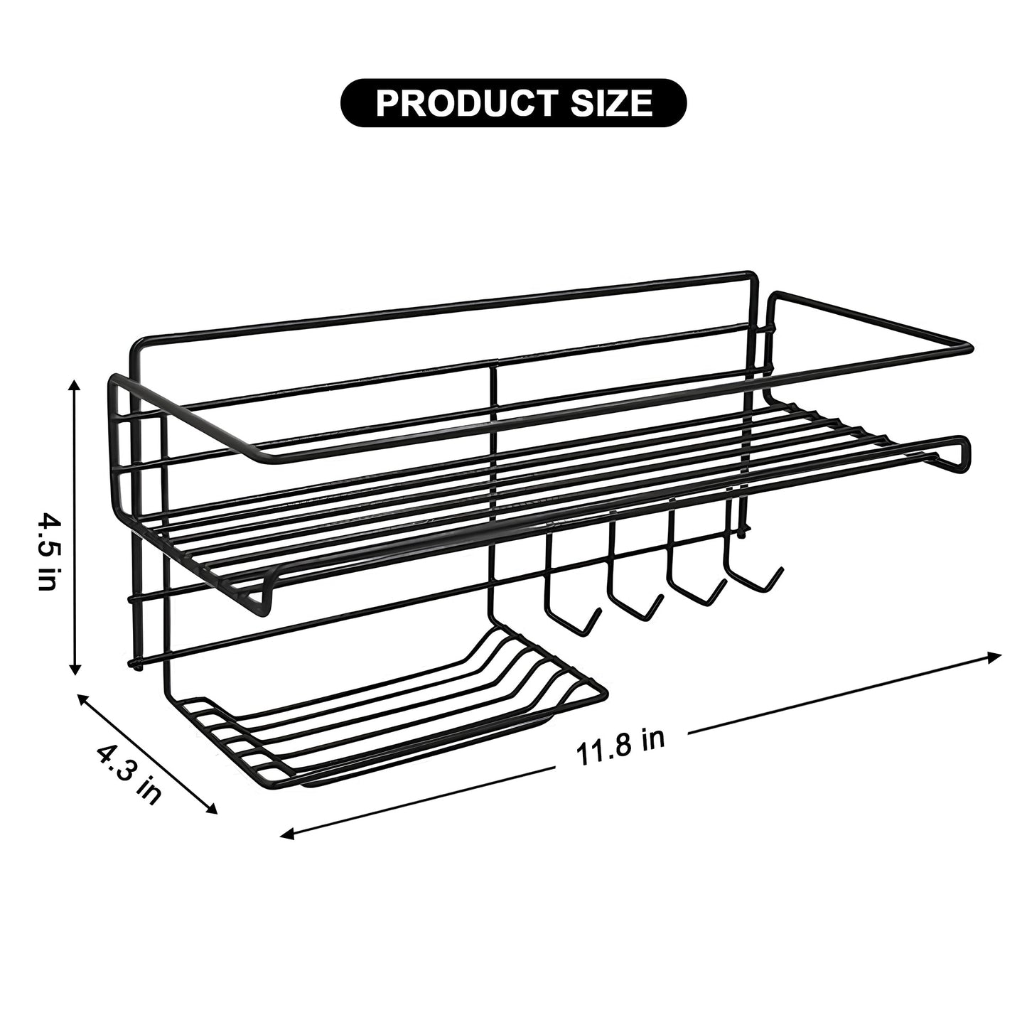 Bathroom Storage Shelf with Hooks and Soap Dish