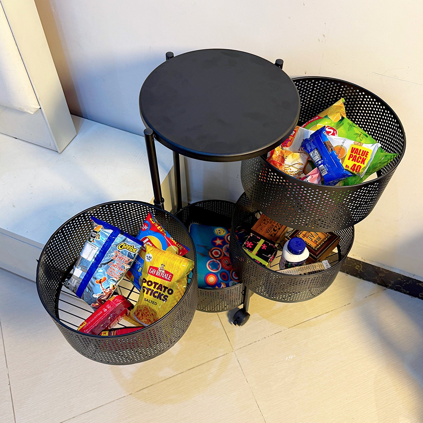 Premium Round Metal Trolley By MATRIX