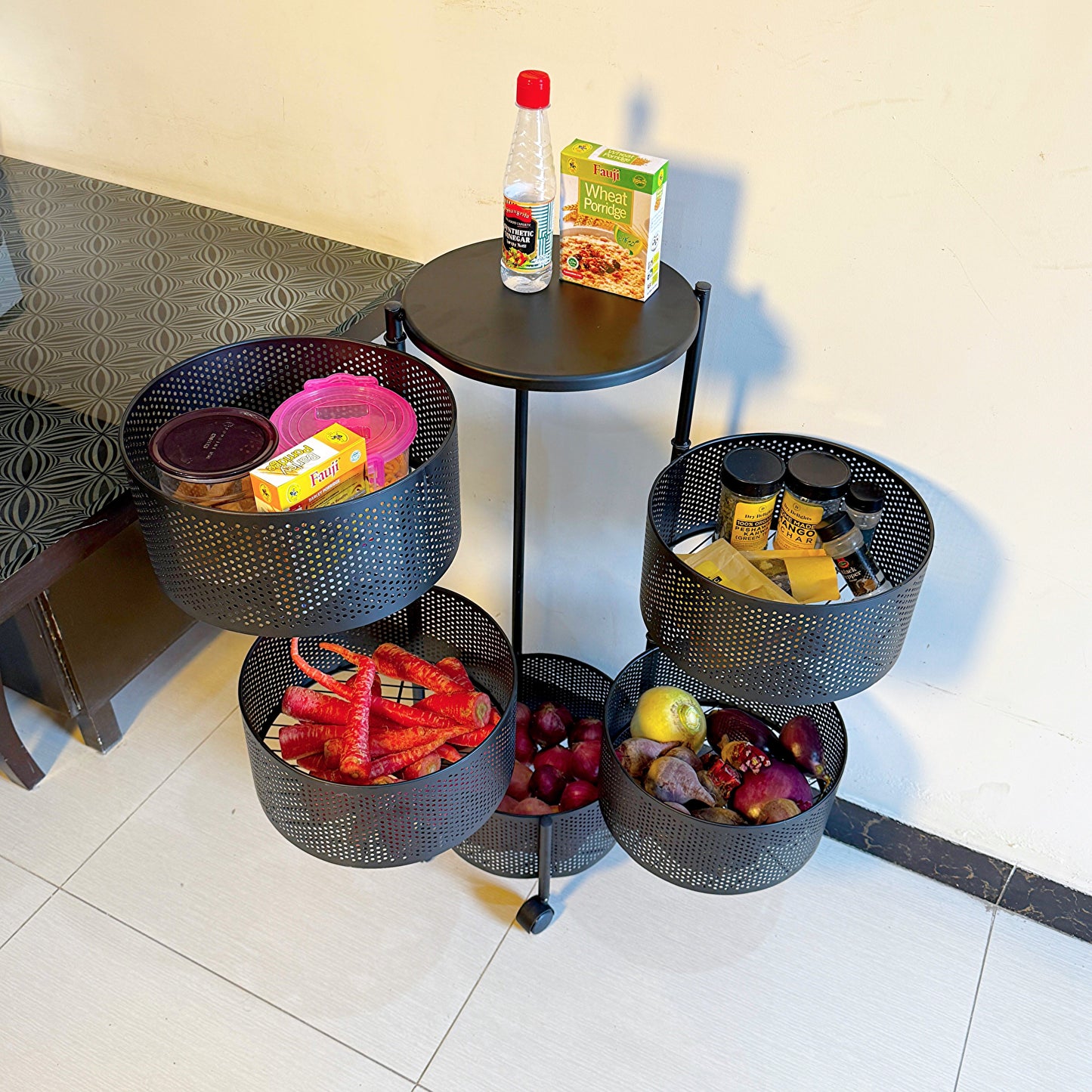 Premium Round Metal Trolley By MATRIX