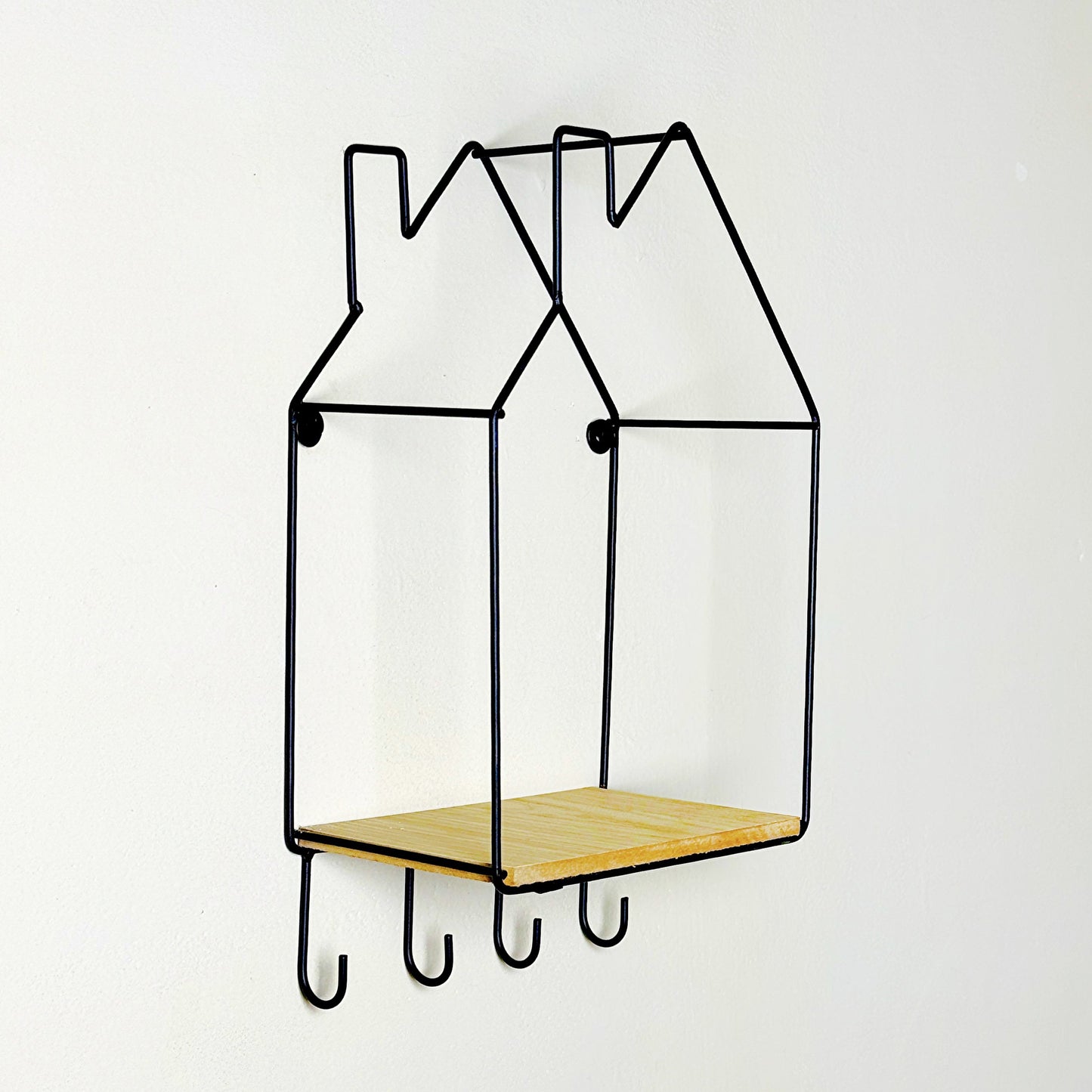 Hut Style Wall Shelf - With Hooks