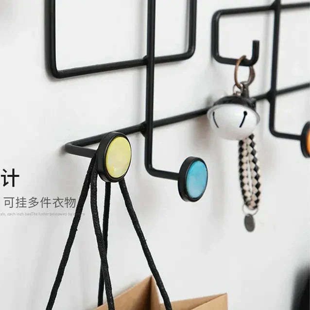 Nordic Style Wall Shelf With Hooks - Rectangle